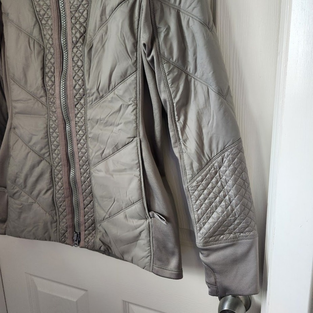 Athleta Rock Ridge Primaloft Jacket Gray Quilted Hybrid Hooded Womens Medium 275 - Picture 2 of 5
